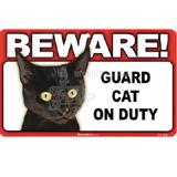 Sign Guard Cat Black On Duty 8 x 4.75 inch Laminated