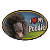 Dog Breed Image Magnet Oval Poodle Black