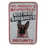 Sign German Shepherd Pawtected 12 x 18 inch Aluminum