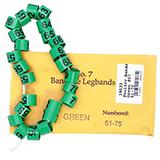 Poultry Numbered Leg Bands Green Size 7 Numbered 51-75