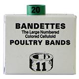 Poultry Numbered Leg Bands Green Size 11 Numbered 1-25