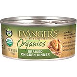 Evangers Organic Braised Chicken For Cats 5.5 oz case