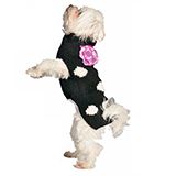 Handmade Dog Sweater Black Flower Polka Dot Med