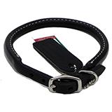 Circle T Leather Dog Collar Rolled Black 18 inch