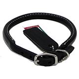 Circle T Leather Dog Collar Rolled Black 24 inch