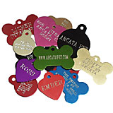 Aluminum Engraved Pet ID Tags Round/Heart/Bone/Military