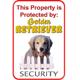 Sign Golden Retriever Security 12 x 18 inch Aluminum