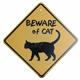 Sign Beware of Cat Yellow Diamond 10.5 x 10.5 inch Plastic
