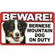 Sign Guard Bernese Mountain Dog On Duty 8x4.75inch Cardstock