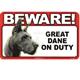 Sign Guard Great Dane On Duty 8 x 4.75 inch Laminated