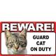 Sign Guard Cat Tabby On Duty 8 x 4.75 inch Laminated