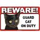 Sign Guard Cat Black On Duty 8 x 4.75 inch Laminated