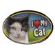 Cat Image Magnet Oval Black and White Cat