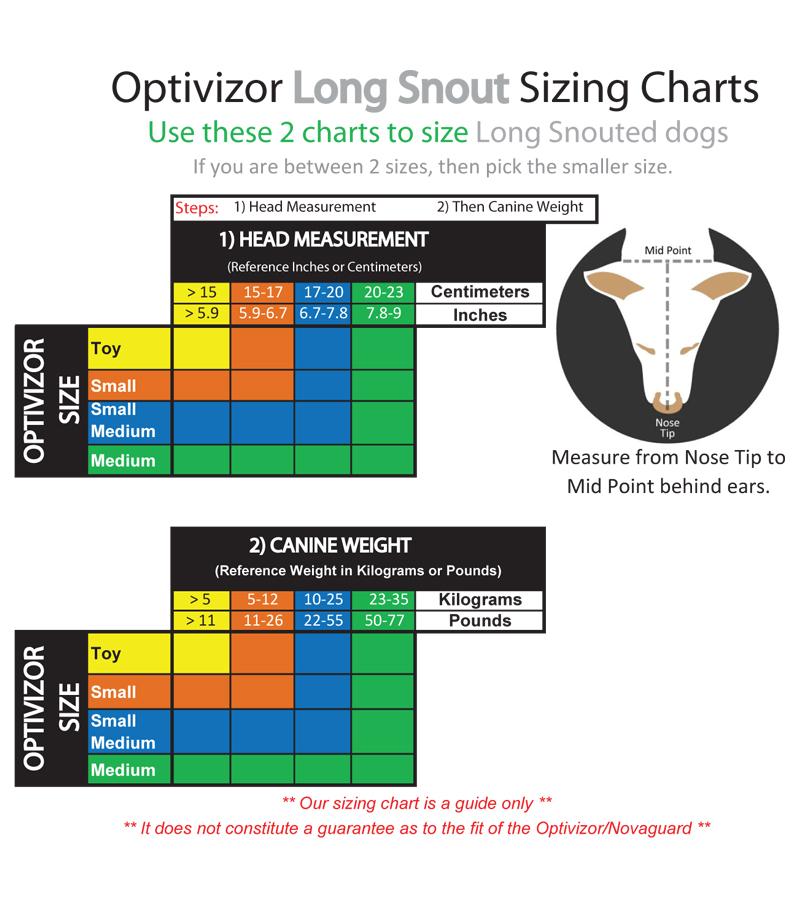 Size chart for
Optivizor