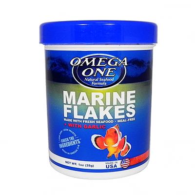 Omega One Garlic Marine Flakes Fish Food 1 ounce Click for larger image