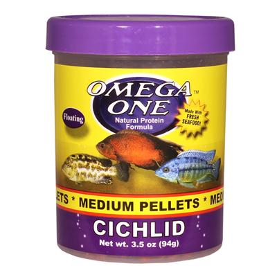 Omega One Medium Floating Cichlid Pellets Fish Food 3.5-oz Click for larger image