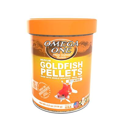 Omega One Medium Sinking Goldfish Pellets Fish Food 4.2-oz Click for larger image Omega One Medium Sinking Goldfish Pellets Fish Food 4.2-oz Click for larger image
