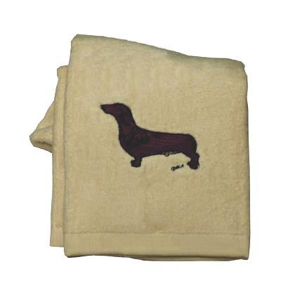Cotton Terry Cloth Dog Hand Towel with Embroidered Doxie Red Cotton Terry Cloth Dog Hand Towel with Embroidered Doxie Red