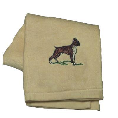 Cotton Terry Cloth Dog Hand Towel with Embroidered Boxer Cotton Terry Cloth Dog Hand Towel with Embroidered Boxer