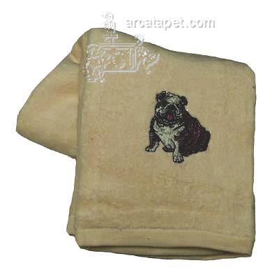 Cotton Terry Cloth Dog Hand Towel with Embroidered Bulldog Cotton Terry Cloth Dog Hand Towel with Embroidered Bulldog