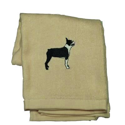 Cotton Terry Cloth Dog Hand Towel with Boston Terrier Image Cotton Terry Cloth Dog Hand Towel with Boston Terrier Image