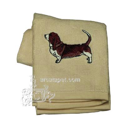Cotton Terry Cloth Dog Hand Towel with Embroidered Basset Cotton Terry Cloth Dog Hand Towel with Embroidered Basset