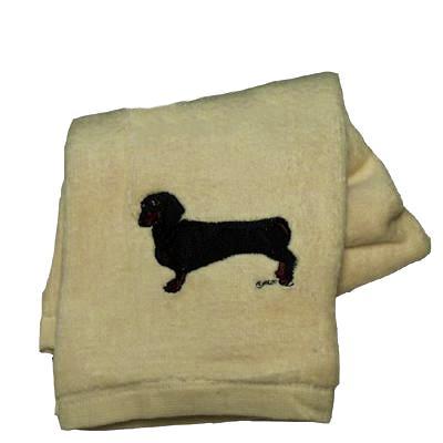 Cotton Terry Cloth Dog Hand Towel w/Embroidered Doxie Black Cotton Terry Cloth Dog Hand Towel w/Embroidered Doxie Black