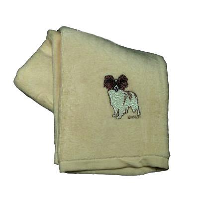 Cotton Terry Cloth Dog Hand Towel with Embroidered Papillon Cotton Terry Cloth Dog Hand Towel with Embroidered Papillon