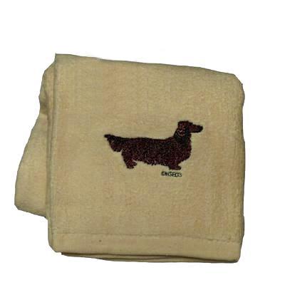 Cotton Terry Cloth Dog Hand Towel with Doxie Longhaired Cotton Terry Cloth Dog Hand Towel with Doxie Longhaired