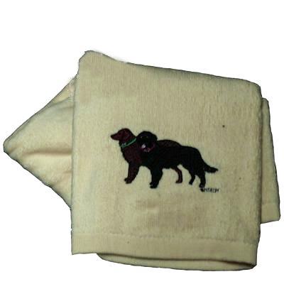 Cotton Terry Cloth Dog Hand Towel with Flat Coat Retriever Cotton Terry Cloth Dog Hand Towel with Flat Coat Retriever