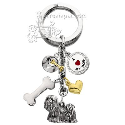 Key Chain Lhasa Apso with 5 Charms