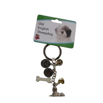 Key Chain Old English Sheepdog with 5 Charms