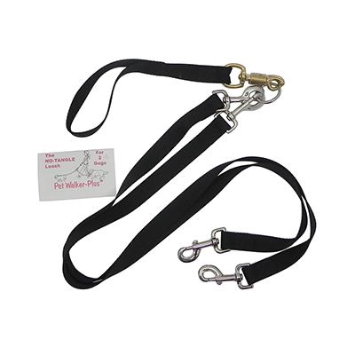 Pet Walker-Plus Nylon Leash 2-Dog Black Large Pet Walker-Plus Nylon Leash 2-Dog Black Large