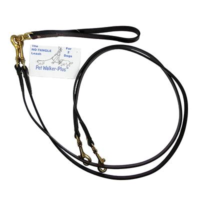 Pet Walker-Plus Brown Leather 2-Dog Leash Small Pet Walker-Plus Brown Leather 2-Dog Leash Small