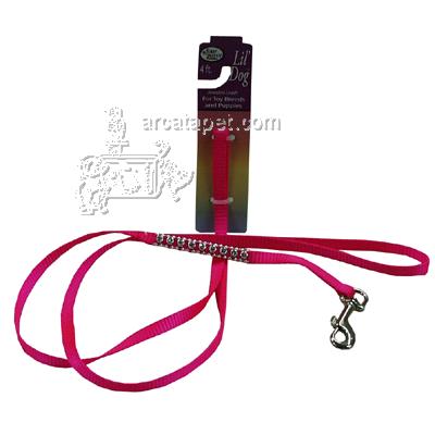 Nylon Jeweled Lil' Dog (and Cat) Pink Leash 4 foot Nylon Jeweled Lil' Dog (and Cat) Pink Leash 4 foot