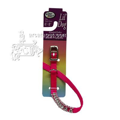 Nylon Lil' Dog Jeweled Dog Collar Pink Medium Nylon Lil' Dog Jeweled Dog Collar Pink Medium