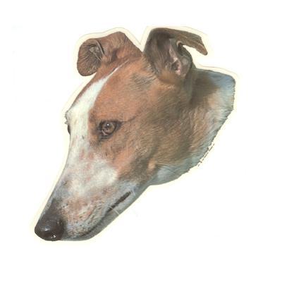 Double Sided Dog Decal Greyhound Tan and White Face Click for larger image