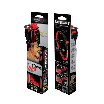 Nite Ize Night-Dawg Lighted LED Dog Collar Red Medium Nite Ize Night-Dawg Lighted LED Dog Collar Red Medium