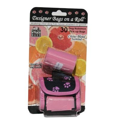 Pink Designer Dog Waste Bag Dispenser with 2 Scented Rolls Pink Designer Dog Waste Bag Dispenser with 2 Scented Rolls