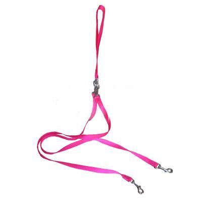 Pet Walker-Plus Nylon Leash 2-Dog Hot Pink Medium Pet Walker-Plus Nylon Leash 2-Dog Hot Pink Medium