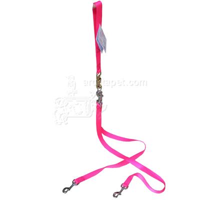 Pet Walker-Plus Nylon Leash 2-Dog Hot Pink Large Pet Walker-Plus Nylon Leash 2-Dog Hot Pink Large