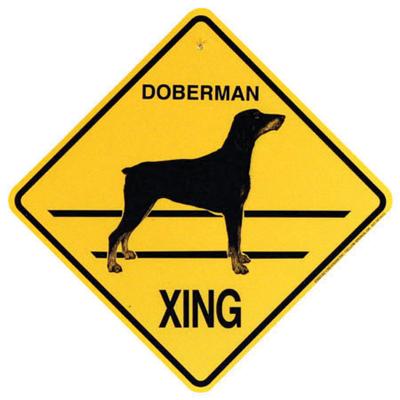 Xing Sign Doberman Natural Ears Plastic 10.5 x 10.5 inches