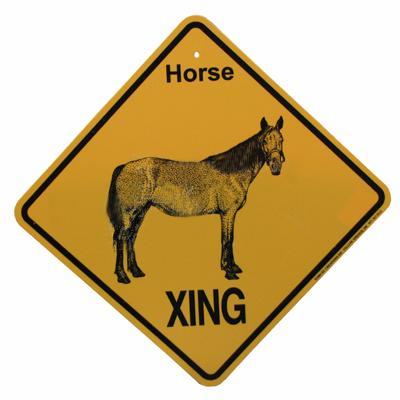 Plastic Yellow Sign Horse Crossing (XING)
