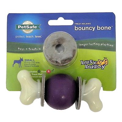 Busy Buddy Bouncy Bone Small Treat Dispensing Dog Toy Click for larger image