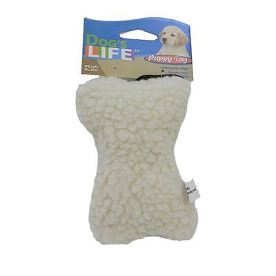 Fleece Bone 5 inch Dog Toy with Squeaker Click for larger image