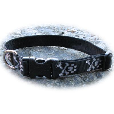 Dog Collar Adjustable Nylon Bling Bones 16-28 1 inch wide Click for larger image