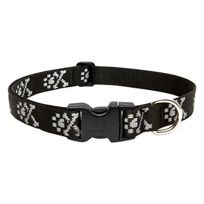Dog Collar Adjustable Nylon Bling Bones 16-28 1 inch wide Click for larger image