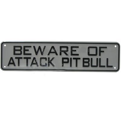 Sign Beware of Attack Pit Bull 12 x 3 inch Plastic Click for larger image Sign Beware of Attack Pit Bull 12 x 3 inch Plastic Click for larger image