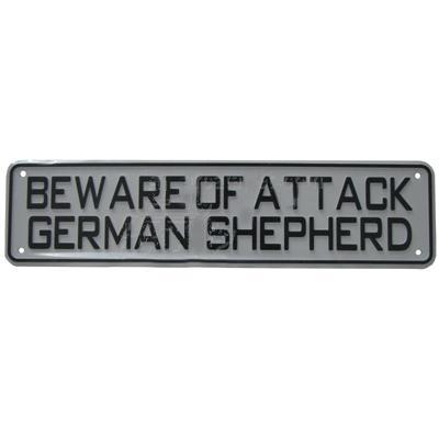 Sign Beware of Attack German Shepherd 12 x 3 inch Plastic Click for larger image Sign Beware of Attack German Shepherd 12 x 3 inch Plastic Click for larger image