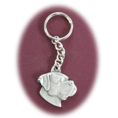 Pewter Key Chain Boxer with Natural Ears Click for larger image
